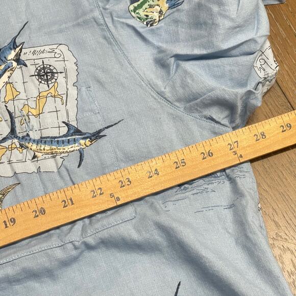 Hook & Tackle Shirt Men Extra Large Fish Swordfish Blue Rayon Blend Button Up - Picture 11 of 11